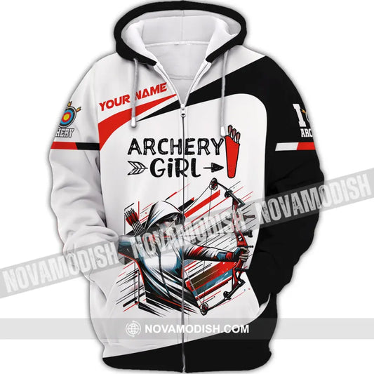 Woman Shirt Custom Name Archery Girl For Lovers Zipper Hoodie / S T-Shirt