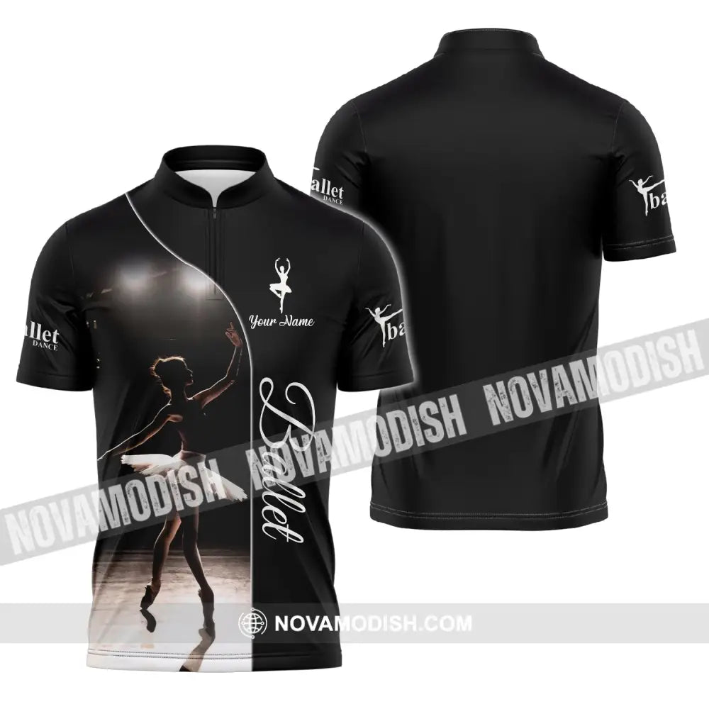 Woman Shirt Custom Name Ballet T-Shirt Gift Zipper Polo / S T-Shirt