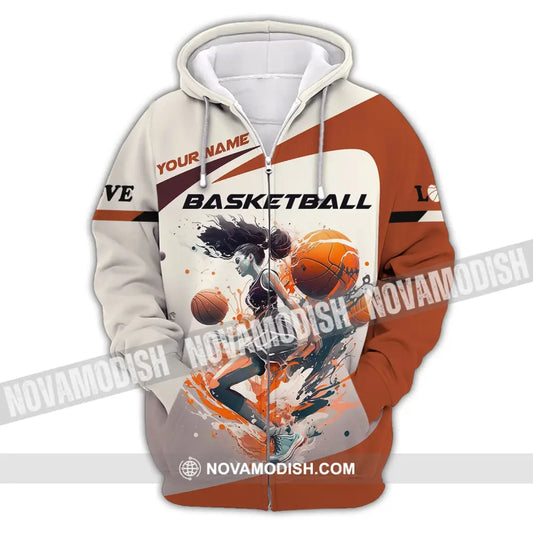 Woman Shirt Custom Name Basketball Hoodie Polo Gift For Lover Zipper / S T-Shirt