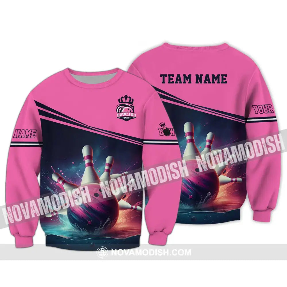 Woman Shirt - Custom Name Shirt Bowling Shirt - Gift for Bowling Lovers Long Sleeve / S T-shirt
