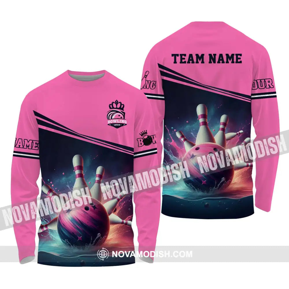 Woman Shirt - Custom Name Shirt Bowling Shirt - Gift for Bowling Lovers Long Sleeve Shirt / S T-shirt