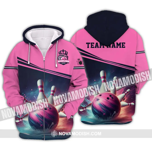 Woman Shirt - Custom Name Shirt Bowling Shirt - Gift for Bowling Lovers Zipper Hoodie / S T-shirt
