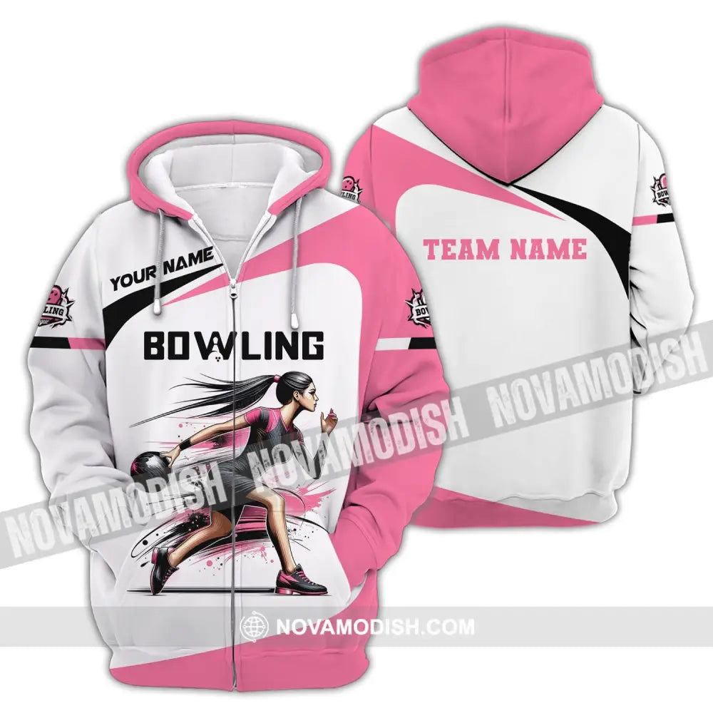 Woman Shirt Custom Name Bowling Zip Polo For Player T-Shirt T-Shirt