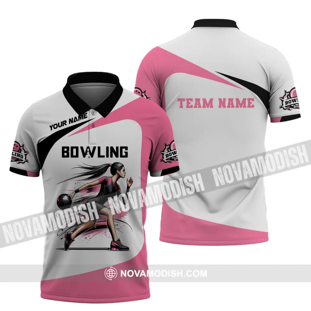 Woman Shirt Custom Name Bowling Zip Polo For Player T-Shirt / S T-Shirt