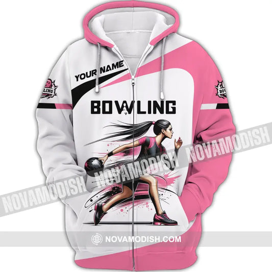 Woman Shirt Custom Name Bowling Zip Polo For Player T-Shirt Zipper Hoodie / S T-Shirt