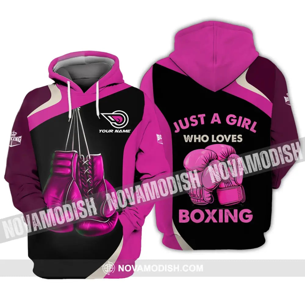 Woman Shirt - Custom Name Boxing Shirt - Boxing Lover Shirt - Boxing Girl T-shirt Hoodie / S T-shirt