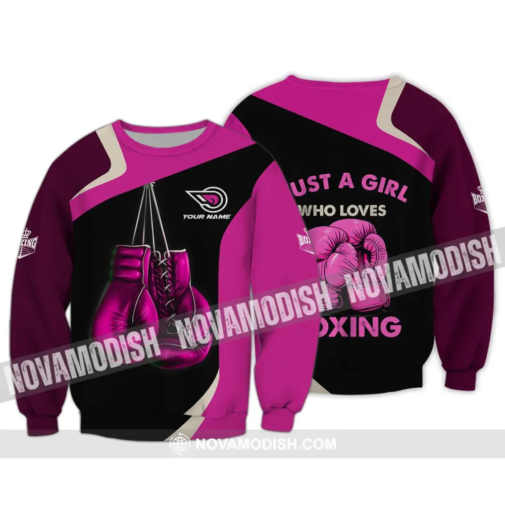 Woman Shirt - Custom Name Boxing Shirt - Boxing Lover Shirt - Boxing Girl T-shirt Long Sleeve / S T-shirt