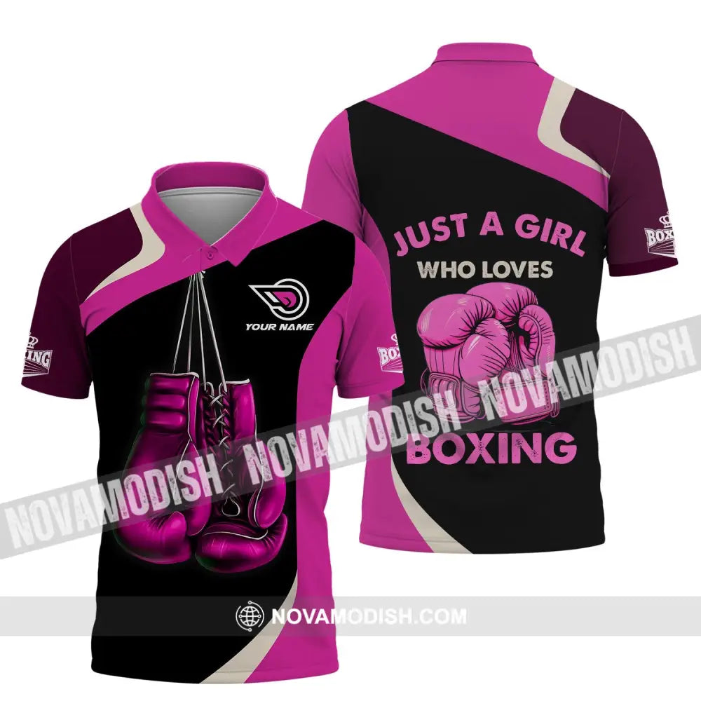 Woman Shirt - Custom Name Boxing Shirt - Boxing Lover Shirt - Boxing Girl T-shirt Polo Shirt / S T-shirt