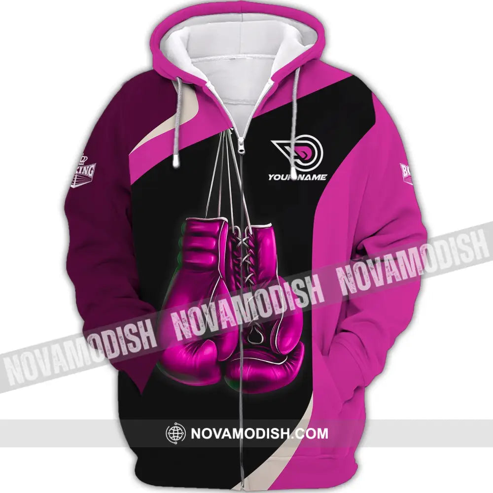 Woman Shirt - Custom Name Boxing Shirt - Boxing Lover Shirt - Boxing Girl T-shirt Zipper Hoodie / S T-shirt