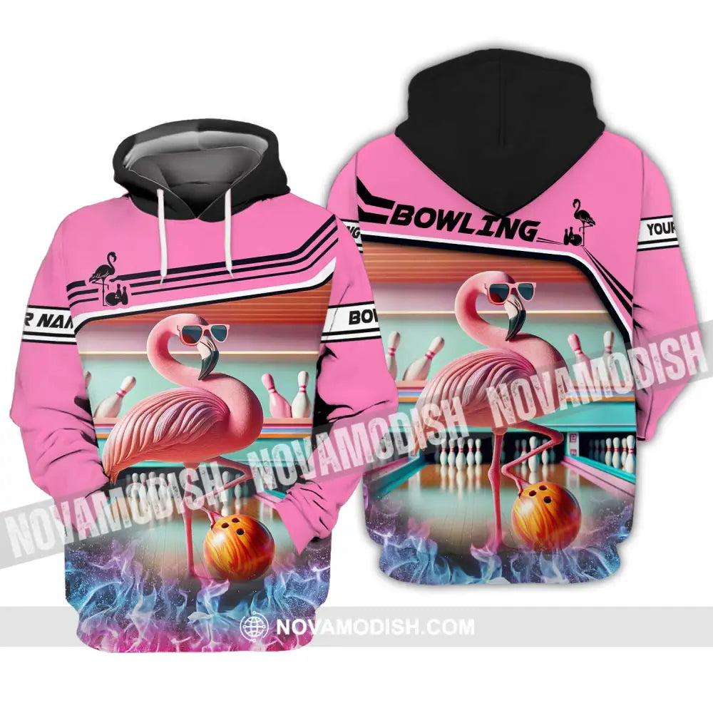Woman Shirt - Custom Name Shirt Flamingo Bowling Shirt - Gift for Bowling Lovers Hoodie / S T-shirt