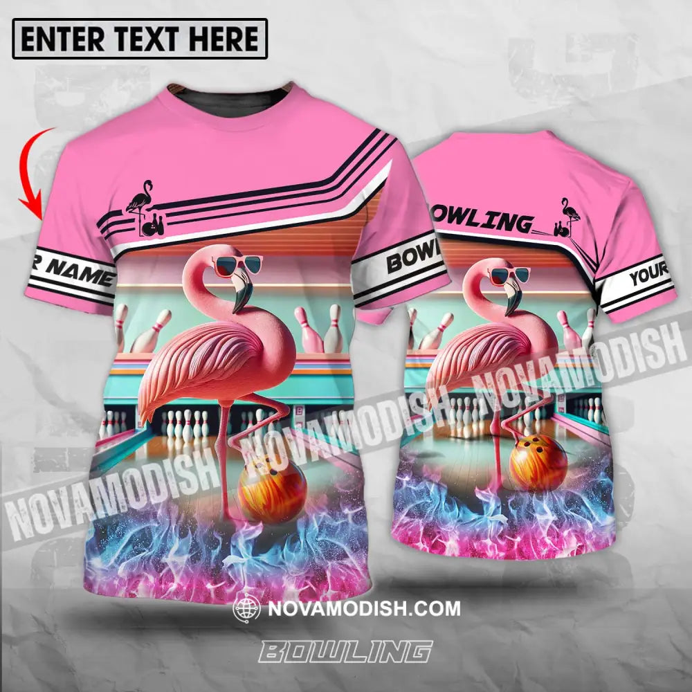 Woman Shirt - Custom Name Shirt Flamingo Bowling Shirt - Gift for Bowling Lovers T-shirt