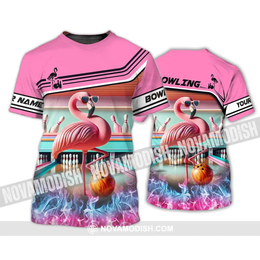 Woman Shirt - Custom Name Shirt Flamingo Bowling Shirt - Gift for Bowling Lovers T-Shirt / S T-shirt