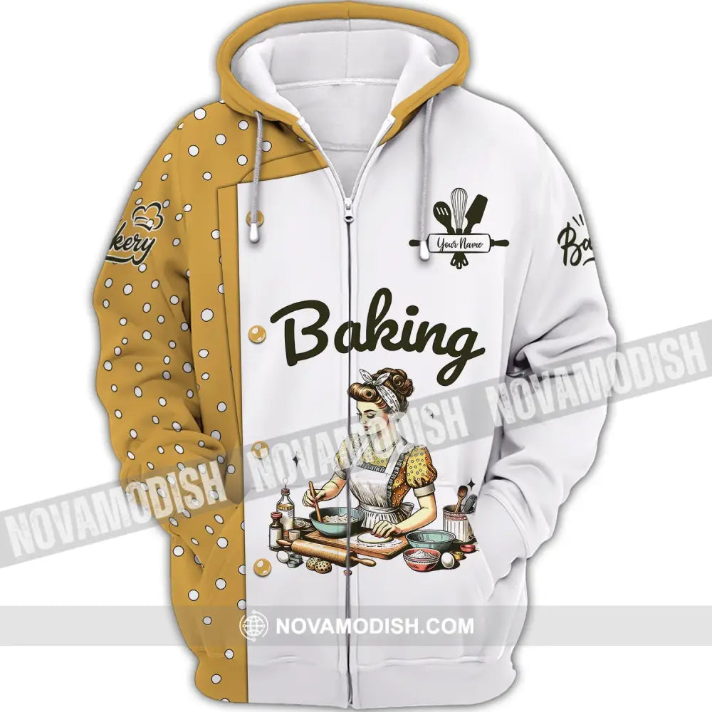 Woman Shirt Custom Name For Baker Bakery Chef Baking Lovers Gift Zipper Hoodie / S T-Shirt