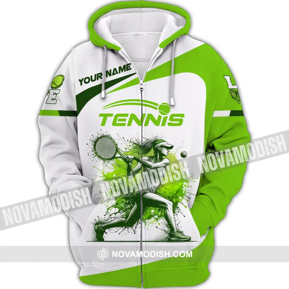 Woman Shirt Custom Name For Tennis Player T-Shirt Lover Gift Apparel Zipper Hoodie / S