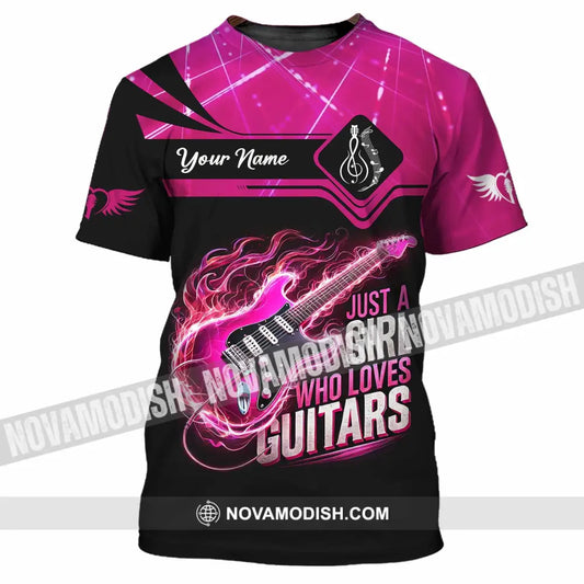 Woman Shirt Custom Name Guitarist Girl Guitar Love T-Shirt / S T-Shirt