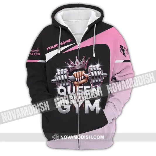 Woman Shirt Custom Name Gym Queen Of The T-Shirt Zipper Hoodie / S T-Shirt