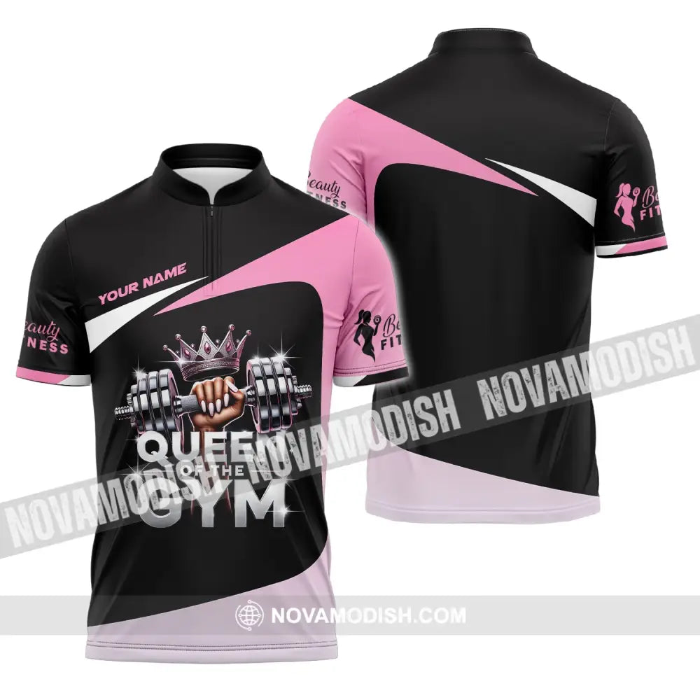 Woman Shirt Custom Name Gym Queen Of The T-Shirt Zipper Polo / S T-Shirt