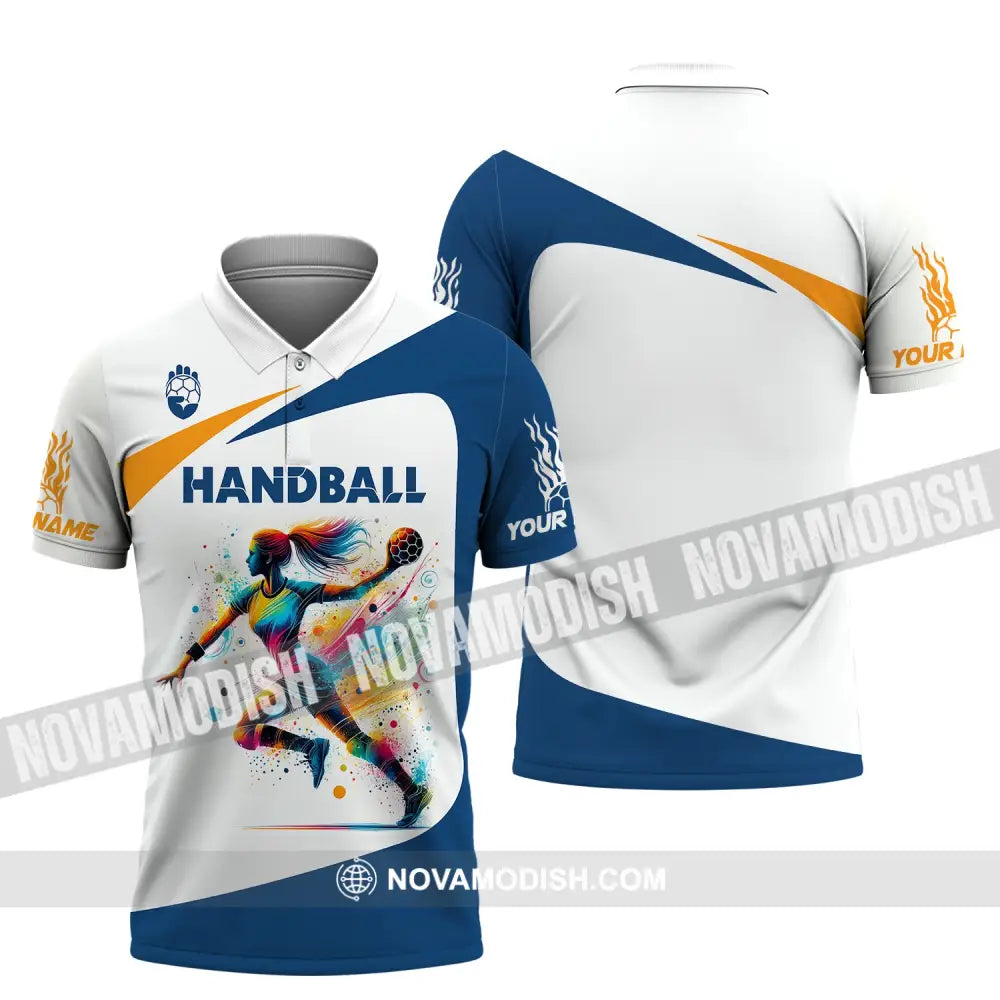 Woman Shirt Custom Name Handball Player Hoodie Polo Long Sleeve Gift For / S T-Shirt