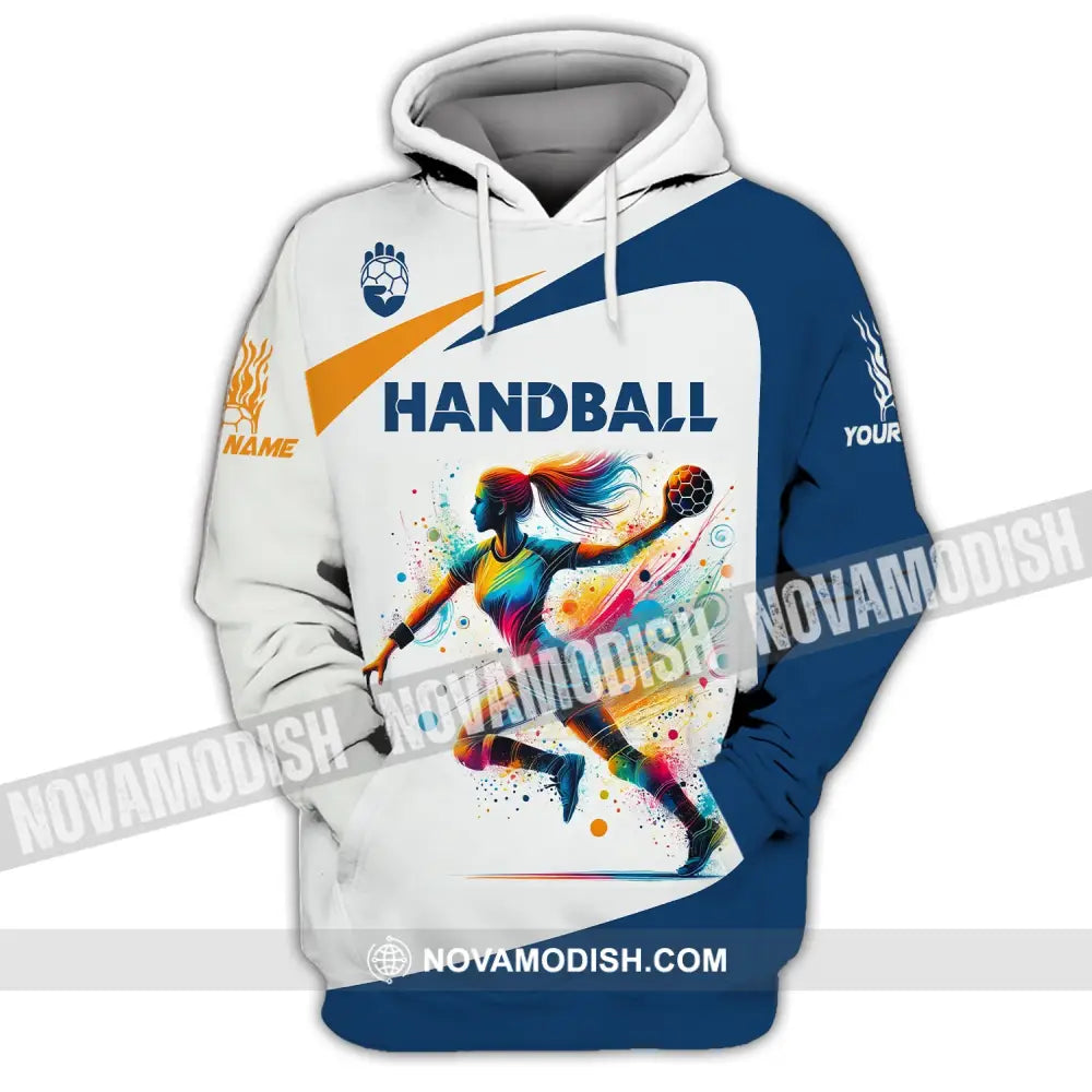 Woman Shirt Custom Name Handball Player Hoodie Polo Long Sleeve Gift For / S T-Shirt