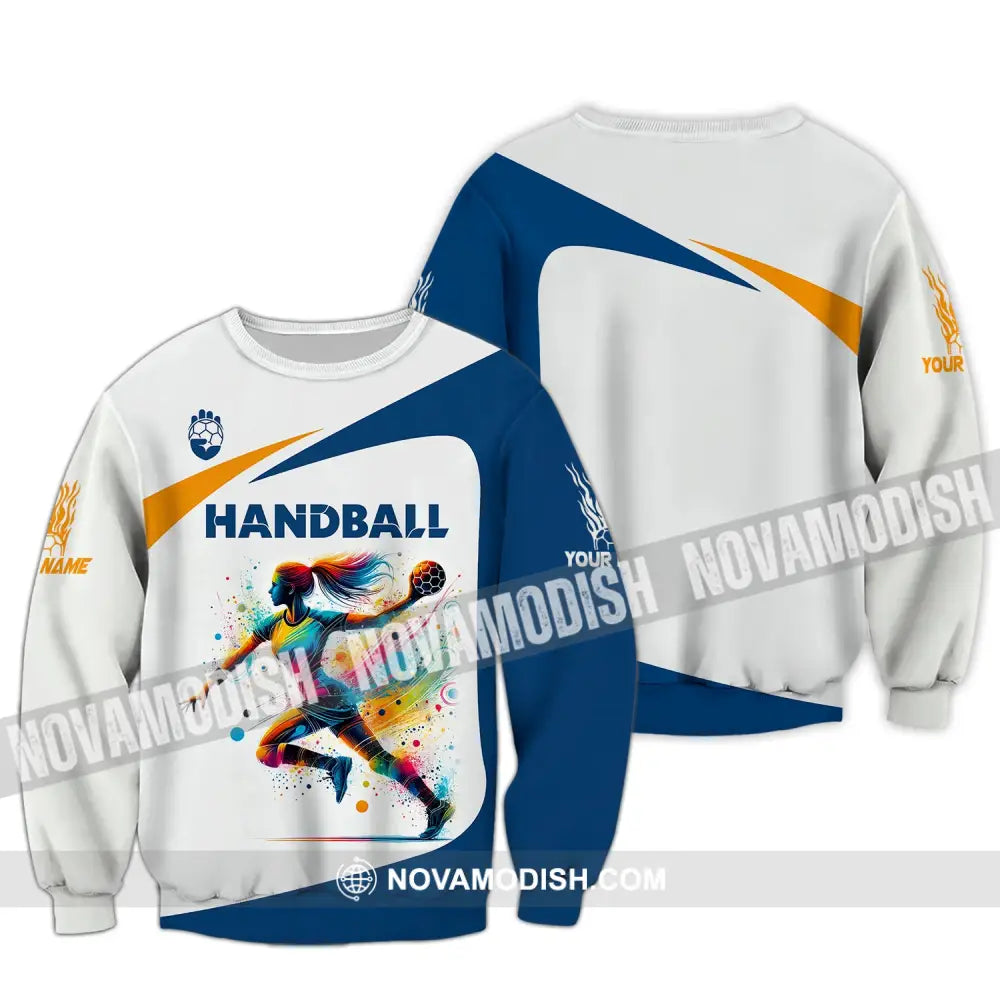 Woman Shirt Custom Name Handball Player Hoodie Polo Long Sleeve Gift For / S T-Shirt