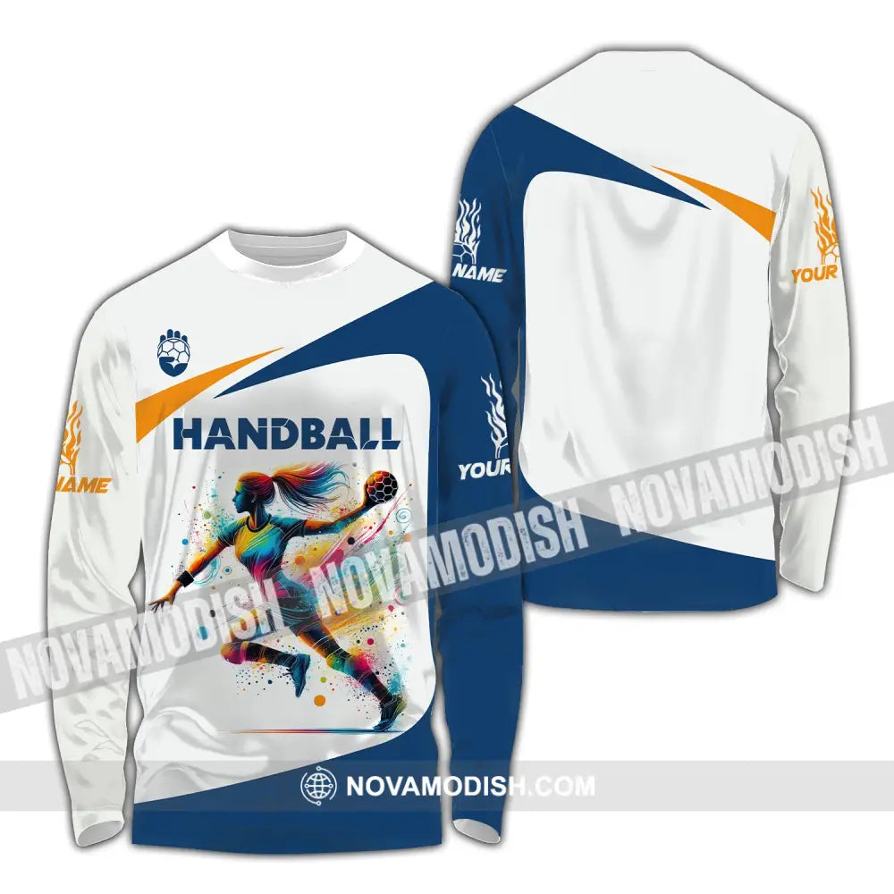 Woman Shirt Custom Name Handball Player Hoodie Polo Long Sleeve Gift For / S T-Shirt