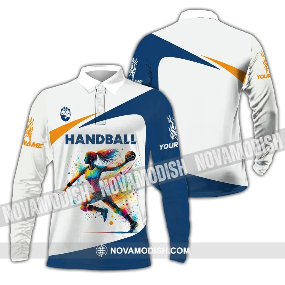 Woman Shirt Custom Name Handball Player Hoodie Polo Long Sleeve Gift For / S T-Shirt