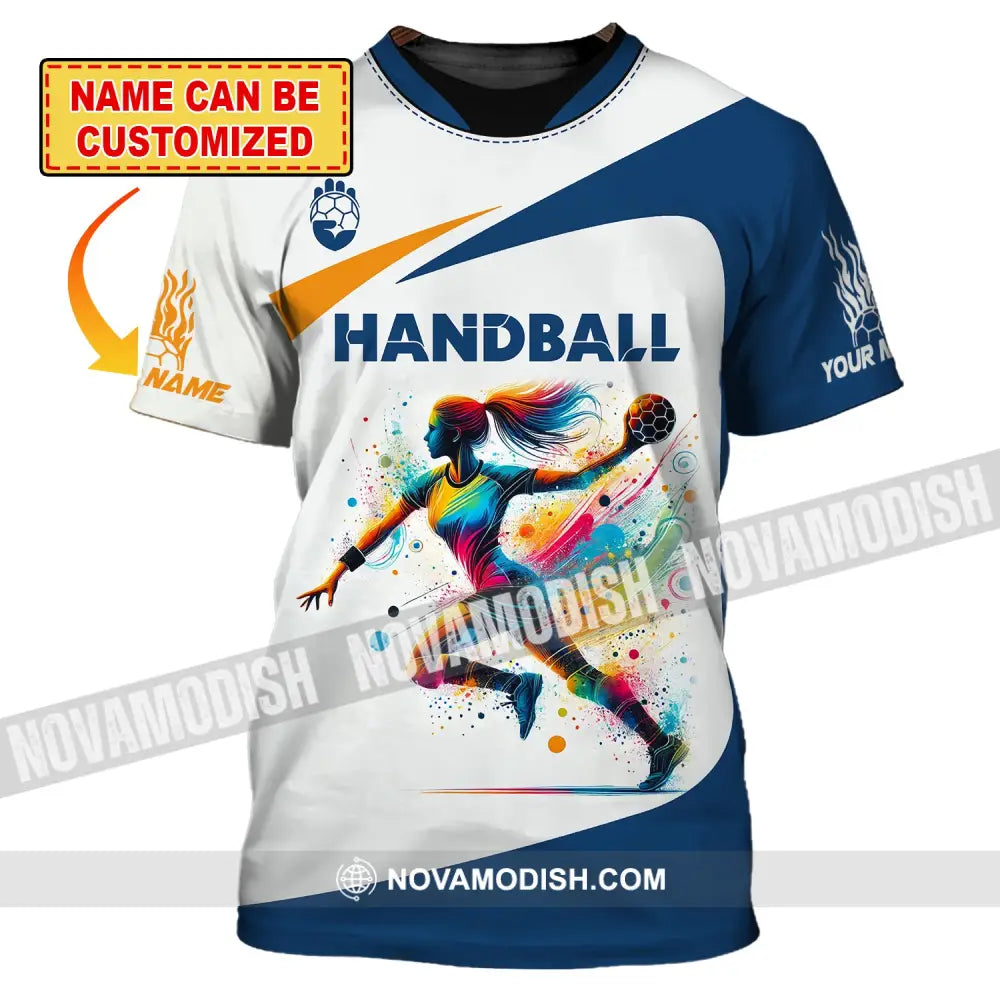 Woman Shirt Custom Name Handball Player Hoodie Polo Long Sleeve Gift For T-Shirt