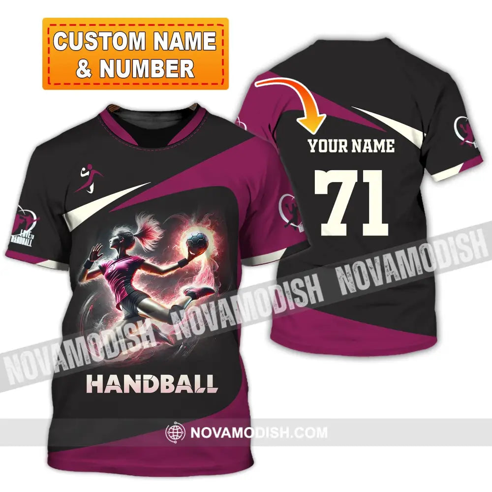 Woman Shirt Custom Name Handball Polo Long Sleeve Lover T-Shirt T-Shirt