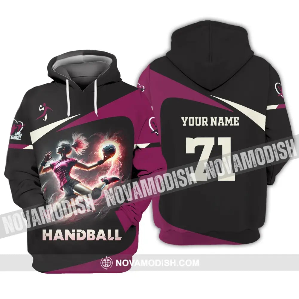 Woman Shirt Custom Name Handball Polo Long Sleeve Lover T-Shirt Hoodie / S T-Shirt