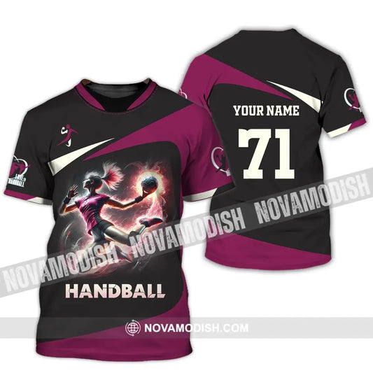 Woman Shirt Custom Name Handball Polo Long Sleeve Lover T-Shirt / S T-Shirt
