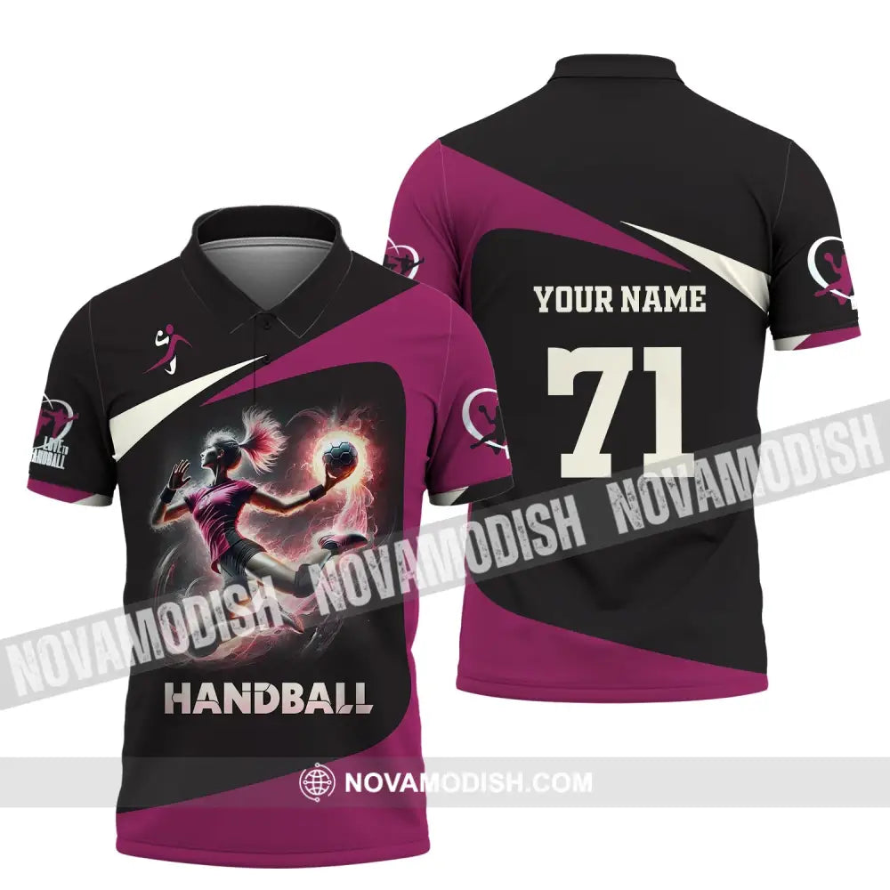 Woman Shirt Custom Name Handball Polo Long Sleeve Lover T-Shirt / S T-Shirt