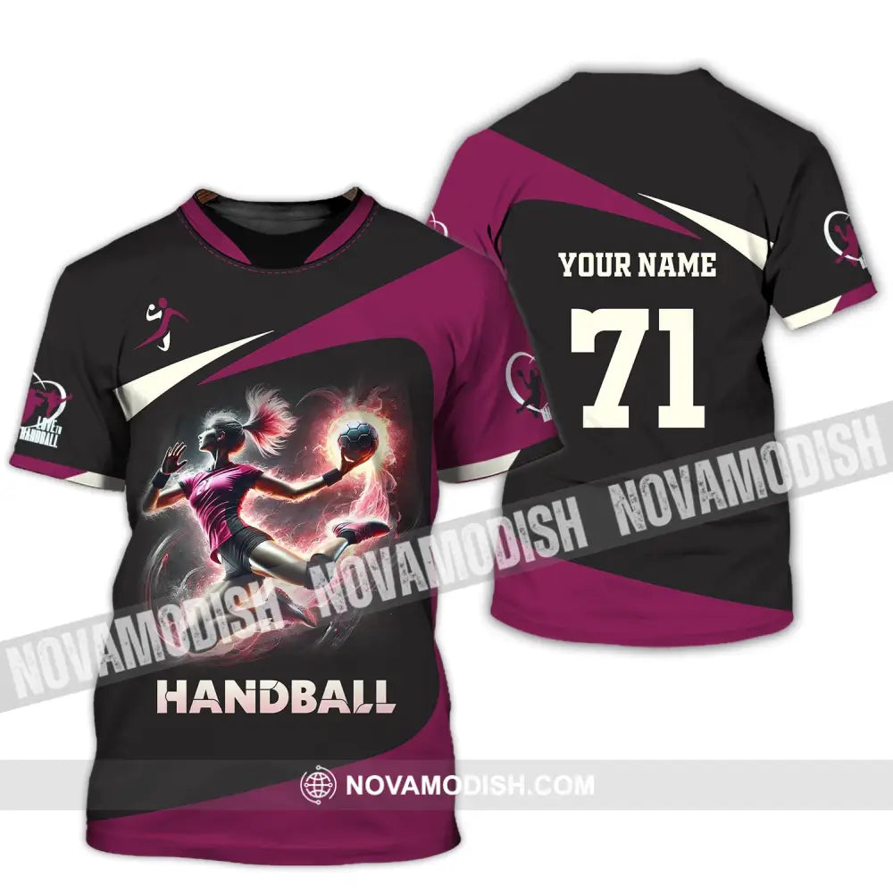 Woman Shirt Custom Name Handball Polo Long Sleeve Lover T-Shirt / S T-Shirt