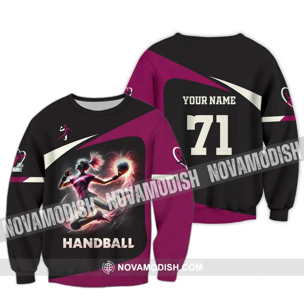 Woman Shirt Custom Name Handball Polo Long Sleeve Lover T-Shirt / S T-Shirt