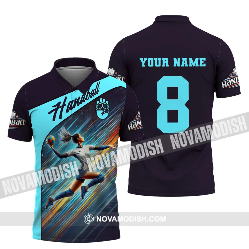 Woman Shirt Custom Name Handball T-Shirt Hoodie For Players Polo / S