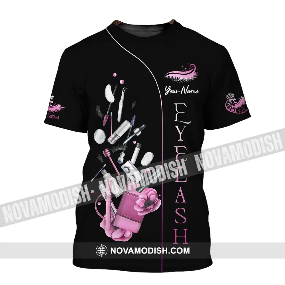 Woman Shirt Custom Name Makeup Artist Eyelash T-Shirt / S T-Shirt