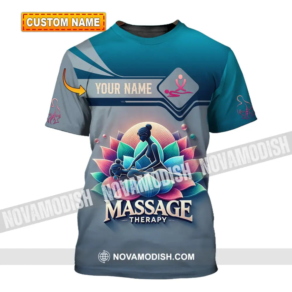 Woman Shirt Custom Name Massage Therapist T-Shirt For Therapists Uniform T-Shirt