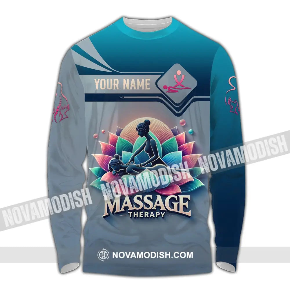 Woman Shirt Custom Name Massage Therapist T-Shirt For Therapists Uniform Long Sleeve / S T-Shirt