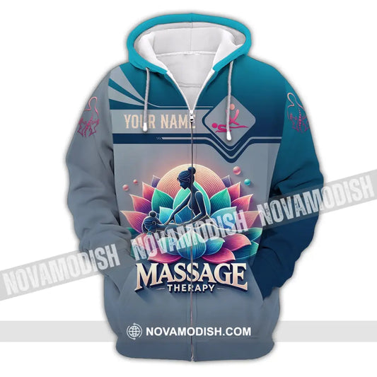 Woman Shirt Custom Name Massage Therapist T-Shirt For Therapists Uniform Zipper Hoodie / S T-Shirt