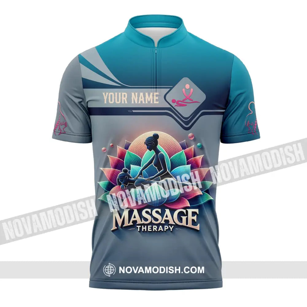 Woman Shirt Custom Name Massage Therapist T-Shirt For Therapists Uniform Zipper Polo / S T-Shirt