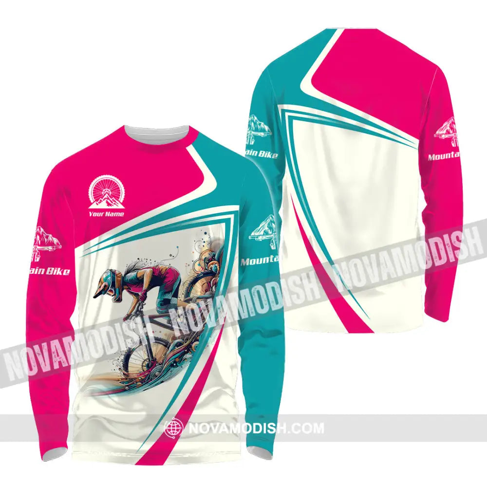 Woman Shirt Custom Name Mountain Bike Lover Gift Polo Long Sleeve Hoodie Nh240802 / S T-Shirt