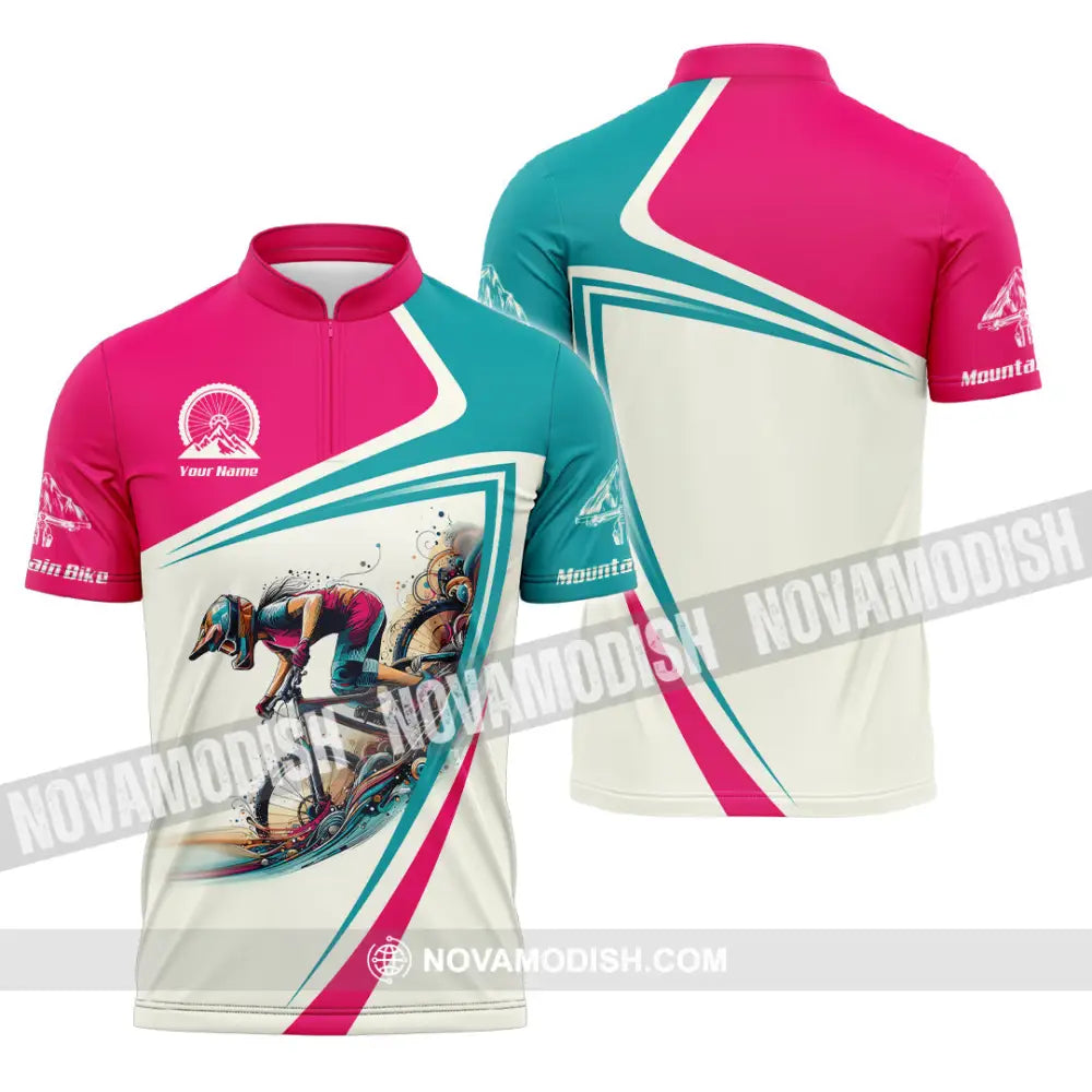 Woman Shirt Custom Name Mountain Bike Lover Gift Polo Long Sleeve Hoodie Nh240802 Zipper / S T-Shirt