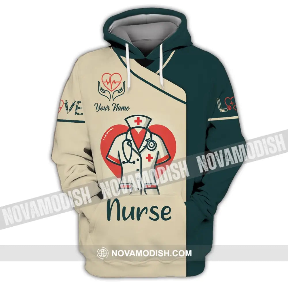 Woman Shirt Custom Name Nurse Polo Long Sleeve Love T-Shirt Hoodie / S T-Shirt