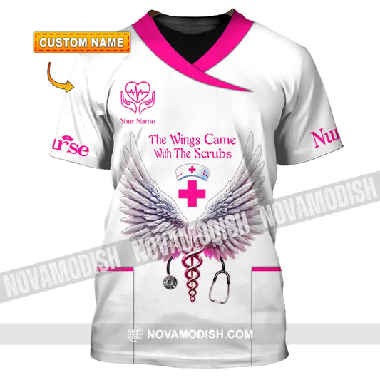 Woman Shirt Custom Name Nurse Polo Long Sleeve Uniform T-Shirt