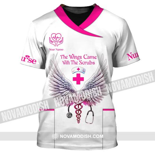 Woman Shirt Custom Name Nurse Polo Long Sleeve Uniform T-Shirt / S T-Shirt