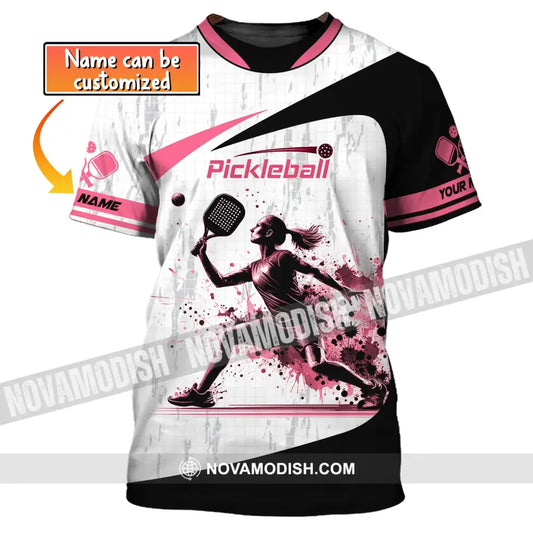 Woman Shirt Custom Name Pickleball T-Shirt For Club Gift Players