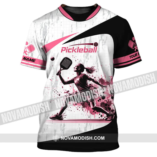 Woman Shirt Custom Name Pickleball T-Shirt For Club Gift Players / S