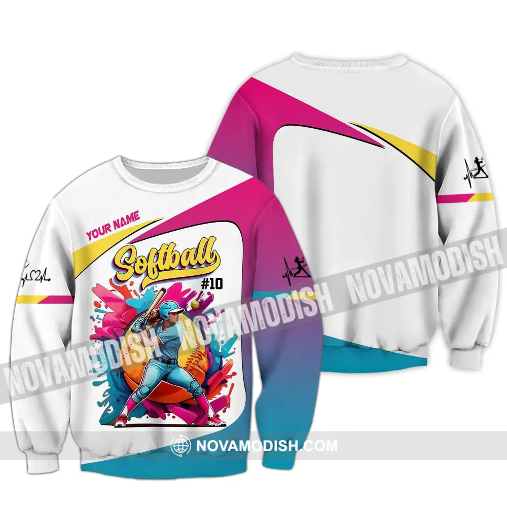 Woman Shirt Custom Name Softball Polo Long Sleeve Lover Gift / S T-Shirt