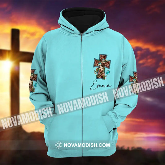 Woman Shirt - Custom Name T-Shirt - Just A Girl Who Loves Jesus Zipper Hoodie / S T-shirt