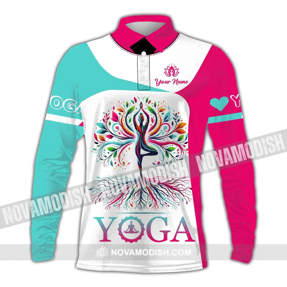 Woman Shirt Custom Name Yoga T-Shirt Hoodie Long Sleeve Gift For Lover Polo / S T-Shirt