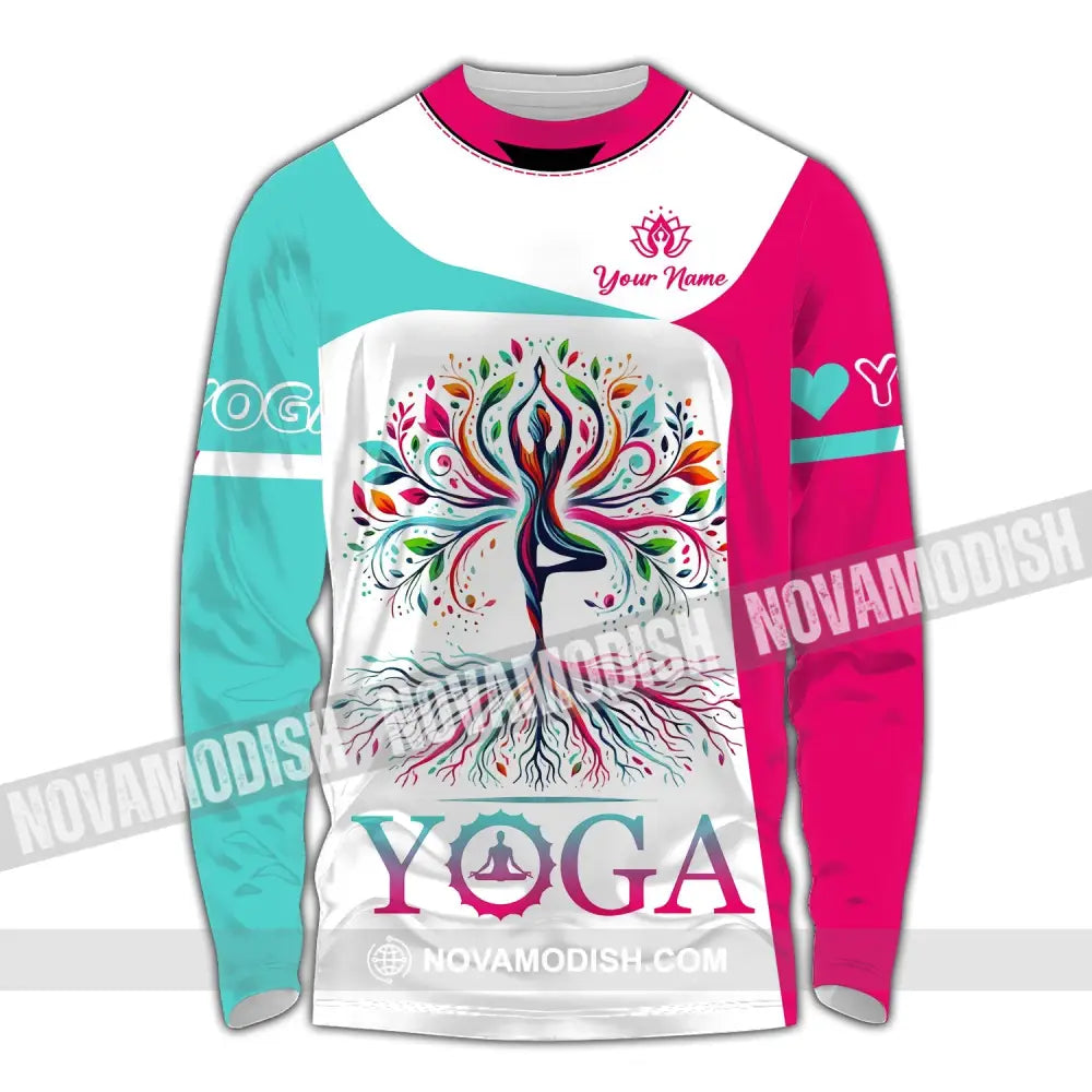 Woman Shirt Custom Name Yoga T-Shirt Hoodie Long Sleeve Gift For Lover / S T-Shirt